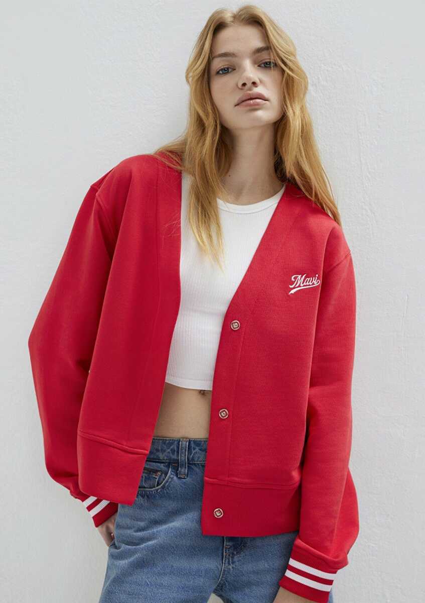 Mavi Baskılı Kırmızı Kadın Sweatshirt 1S10511-70477 (1)