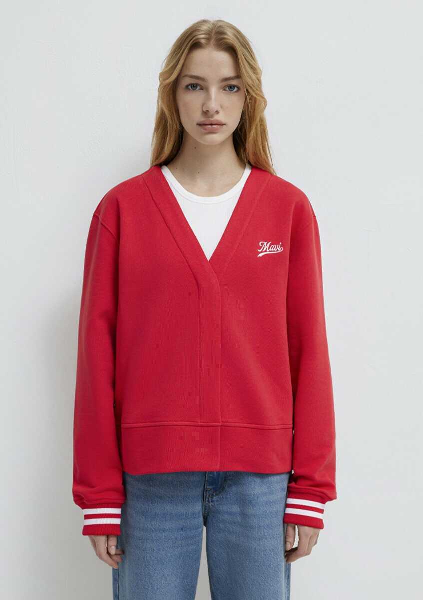 Mavi Baskılı Kırmızı Kadın Sweatshirt 1S10511-70477 - 4