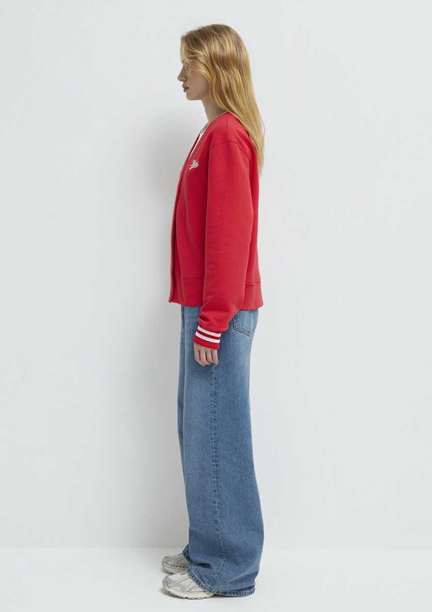 Mavi Baskılı Kırmızı Kadın Sweatshirt 1S10511-70477 - 5