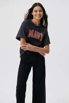 Mavi Baskılı Koyu Antrasit Kadın Tişört 1600843-82185 