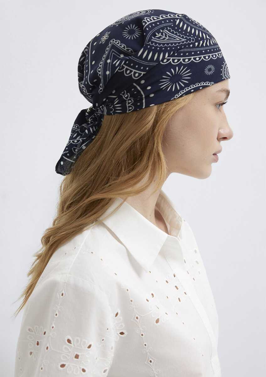 Mavi Baskılı Lacivert Kadın Bandana 1912969-70491
