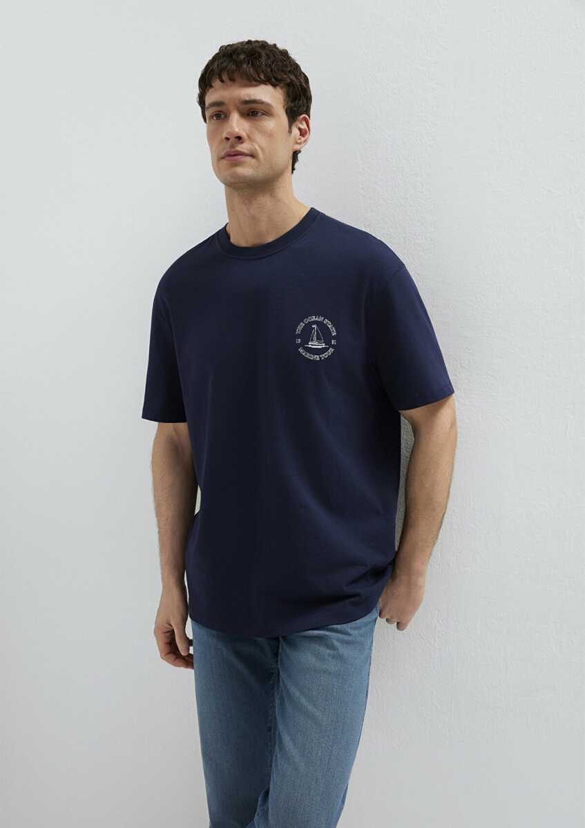 Mavi Baskılı Lacivert Loose Fit Erkek Tişört 0613282-82318 (1)