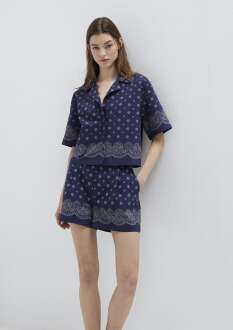 Mavi Baskılı Lacivert Loose Fit Kadın Gömlek 1211446-91499