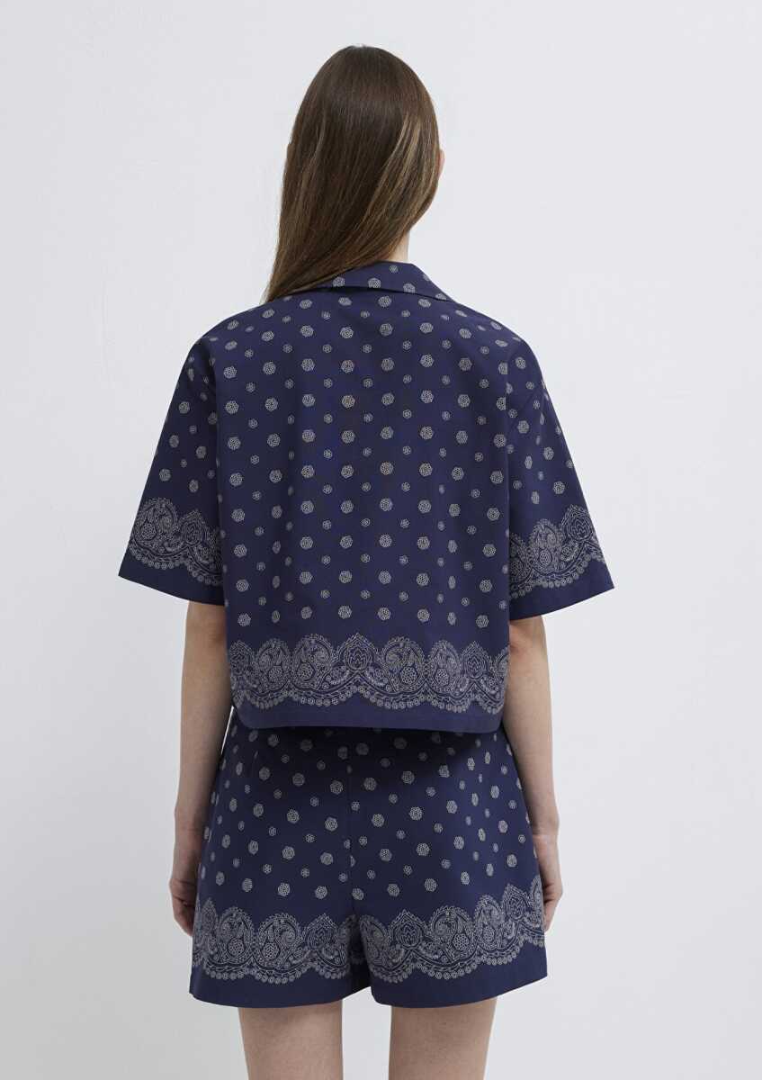 Mavi Baskılı Lacivert Loose Fit Kadın Gömlek 1211446-91499 - 5