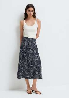 Mavi Baskılı Lacivert Midi Kadın Etek 1310583-91475 