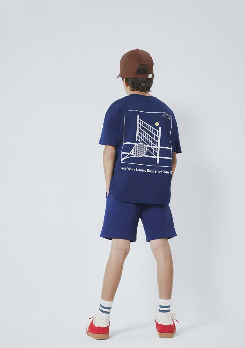 Mavi Baskılı Lacivert Oversize Çocuk Tişört 6610402-70491 - 4