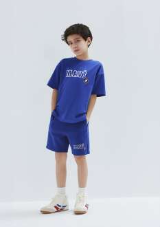 Mavi Baskılı Mavi Loose Fit Çocuk Şort 6410017-70907