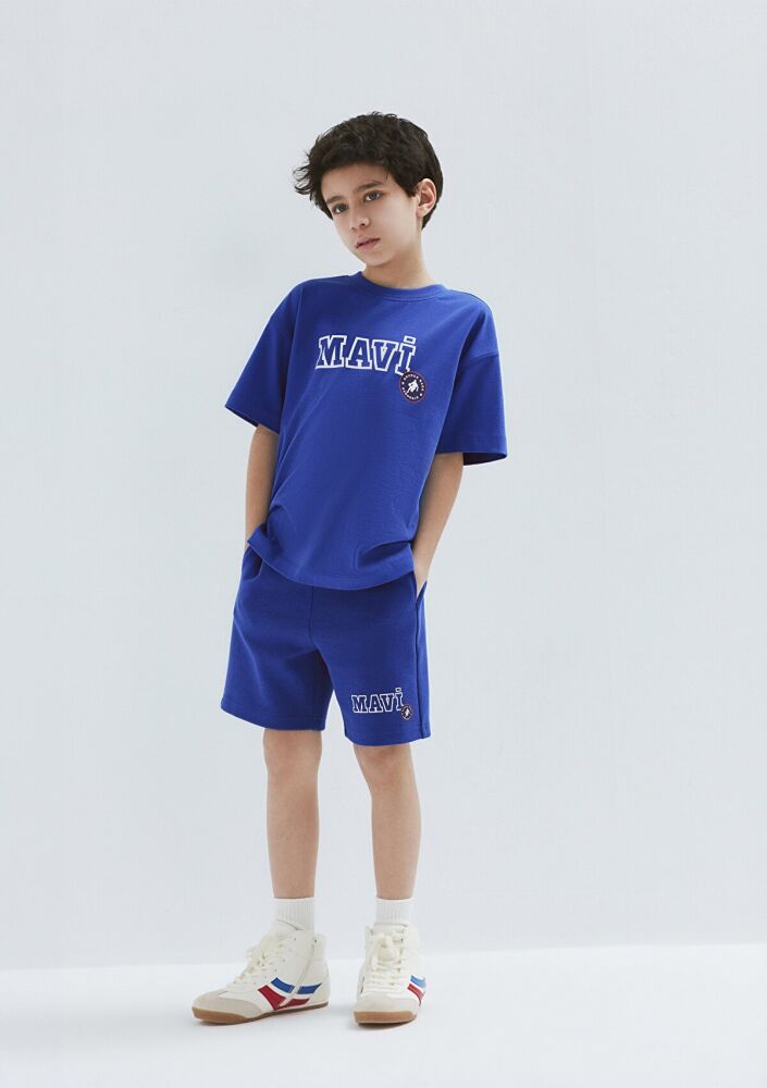 Mavi Baskılı Mavi Loose Fit Çocuk Şort 6410017-70907