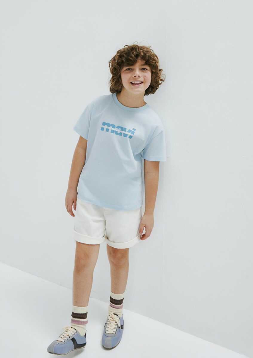 Mavi Baskılı Mavi Loose Fit Çocuk Tişört 6610444-91361 (1)