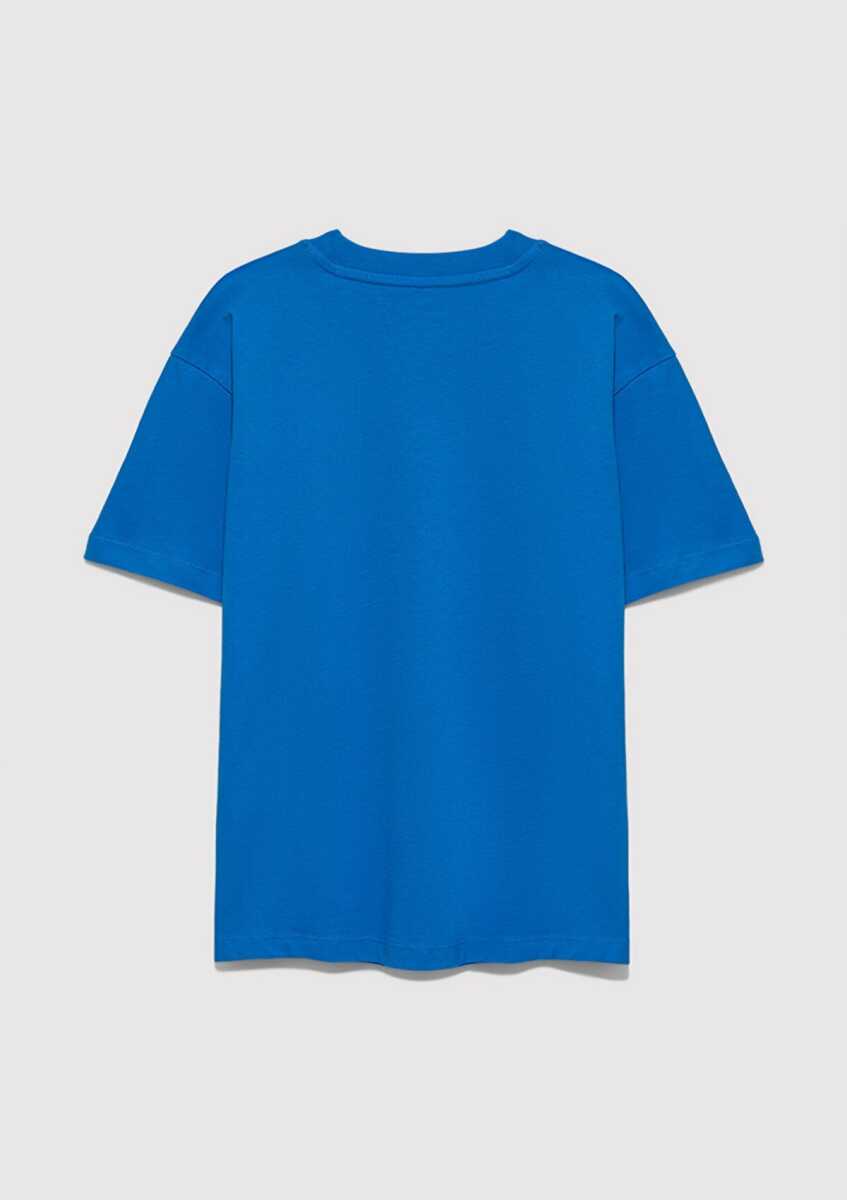 Mavi Baskılı Mavi Loose Fit Çocuk Tişört 6610484-70902 - 2
