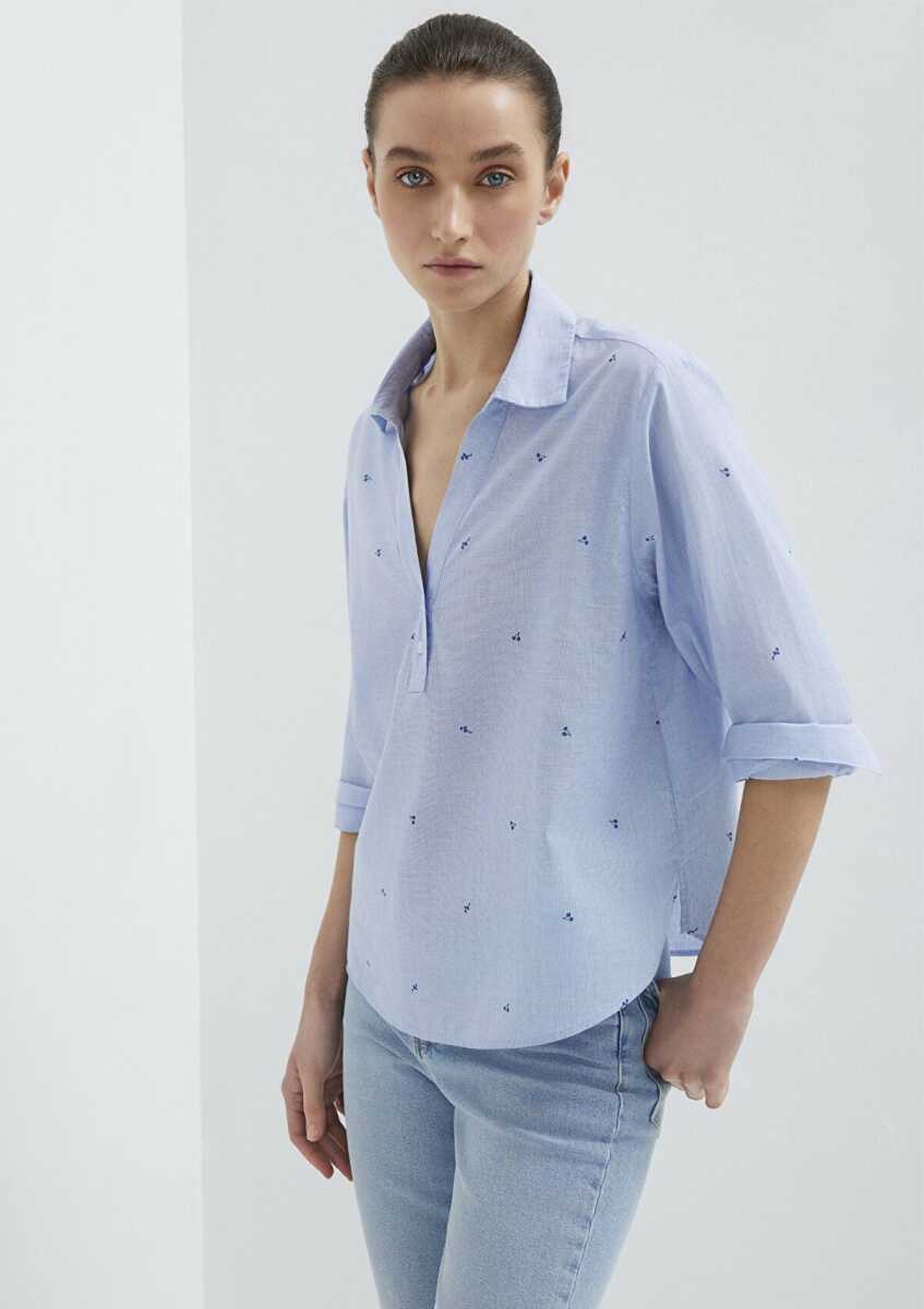 Mavi Baskılı Mavi Regular Fit Kadın Gömlek 1211397-91383