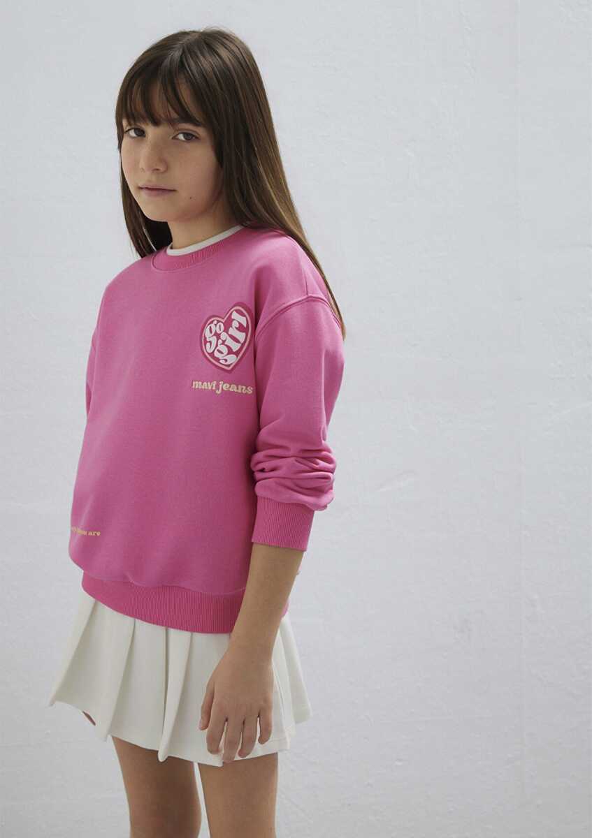Mavi Baskılı Pembe Loose Fit Çocuk Sweatshirt 7S10171-91355