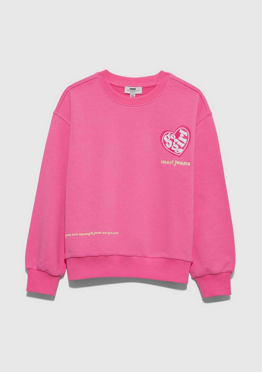 Mavi Baskılı Pembe Loose Fit Çocuk Sweatshirt 7S10171-91355 - 4