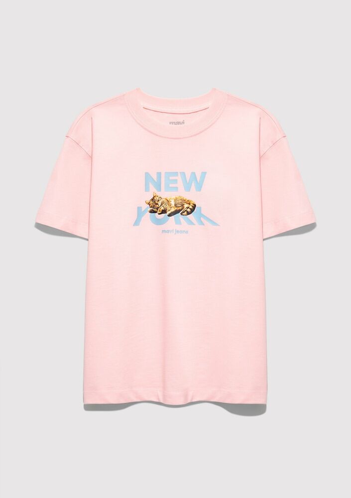 Mavi Baskılı Pembe Loose Fit Çocuk Tişört 7610402-71007 (1)