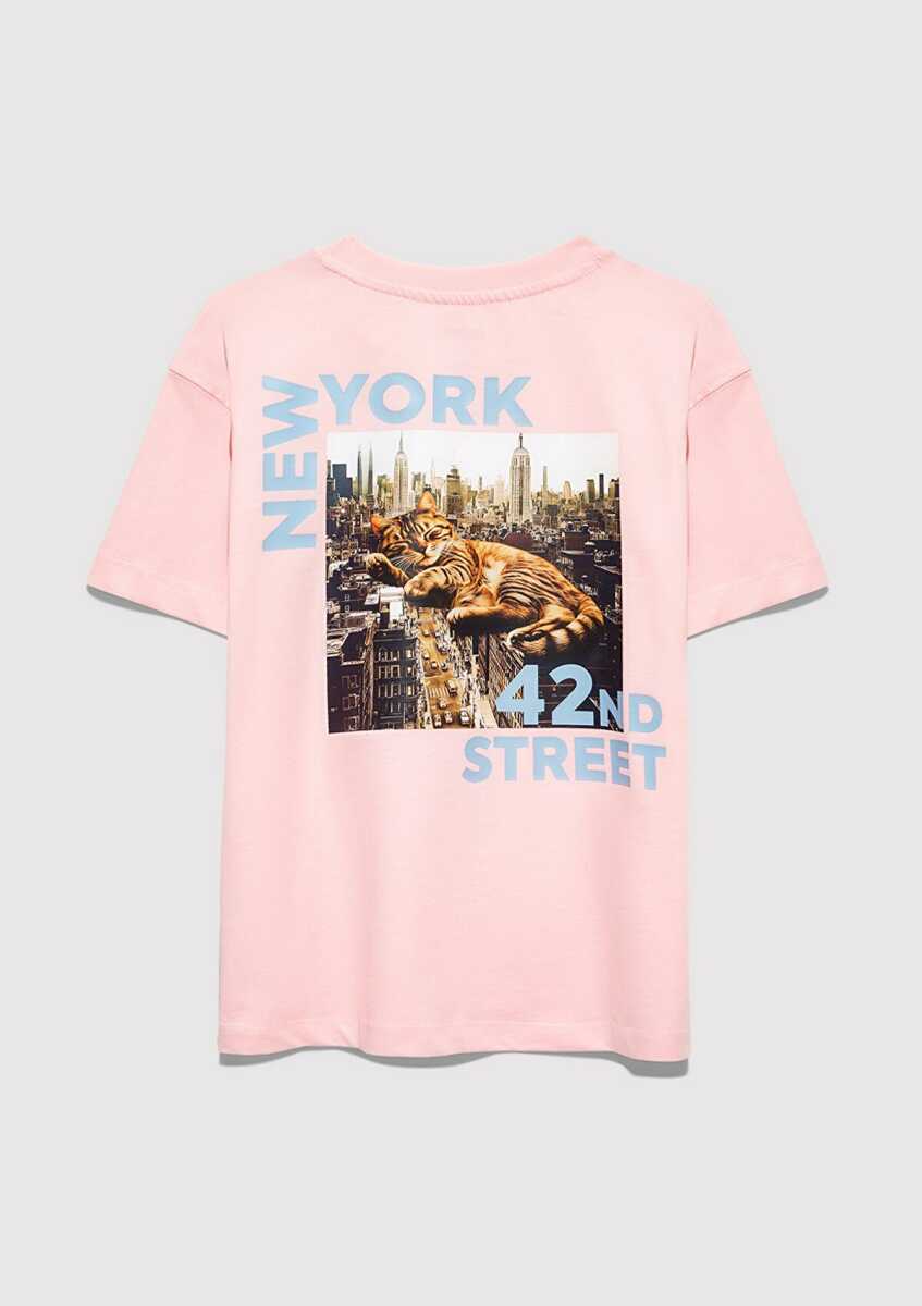 Mavi Baskılı Pembe Loose Fit Çocuk Tişört 7610402-71007 - 3