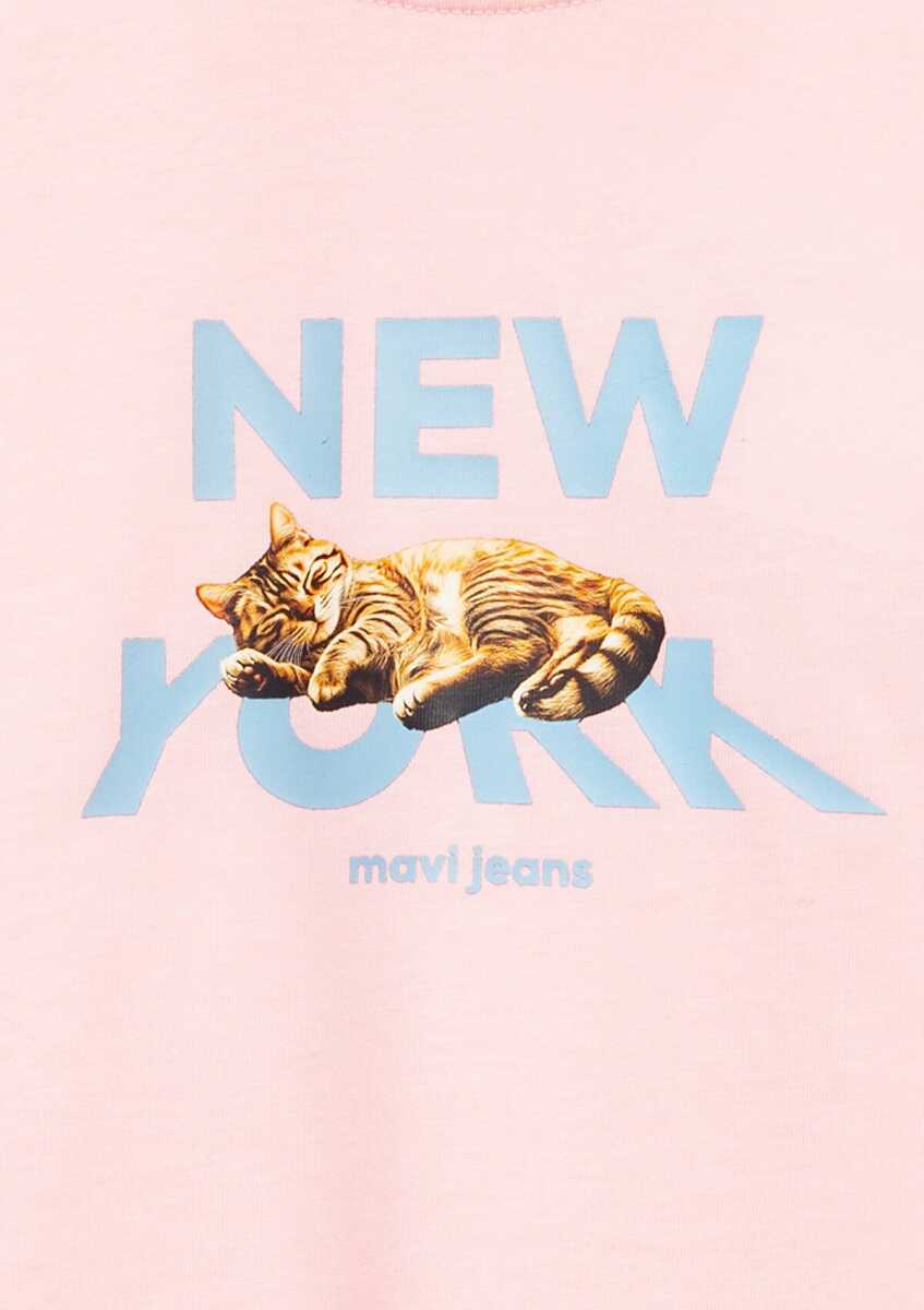 Mavi Baskılı Pembe Loose Fit Çocuk Tişört 7610402-71007 - 4
