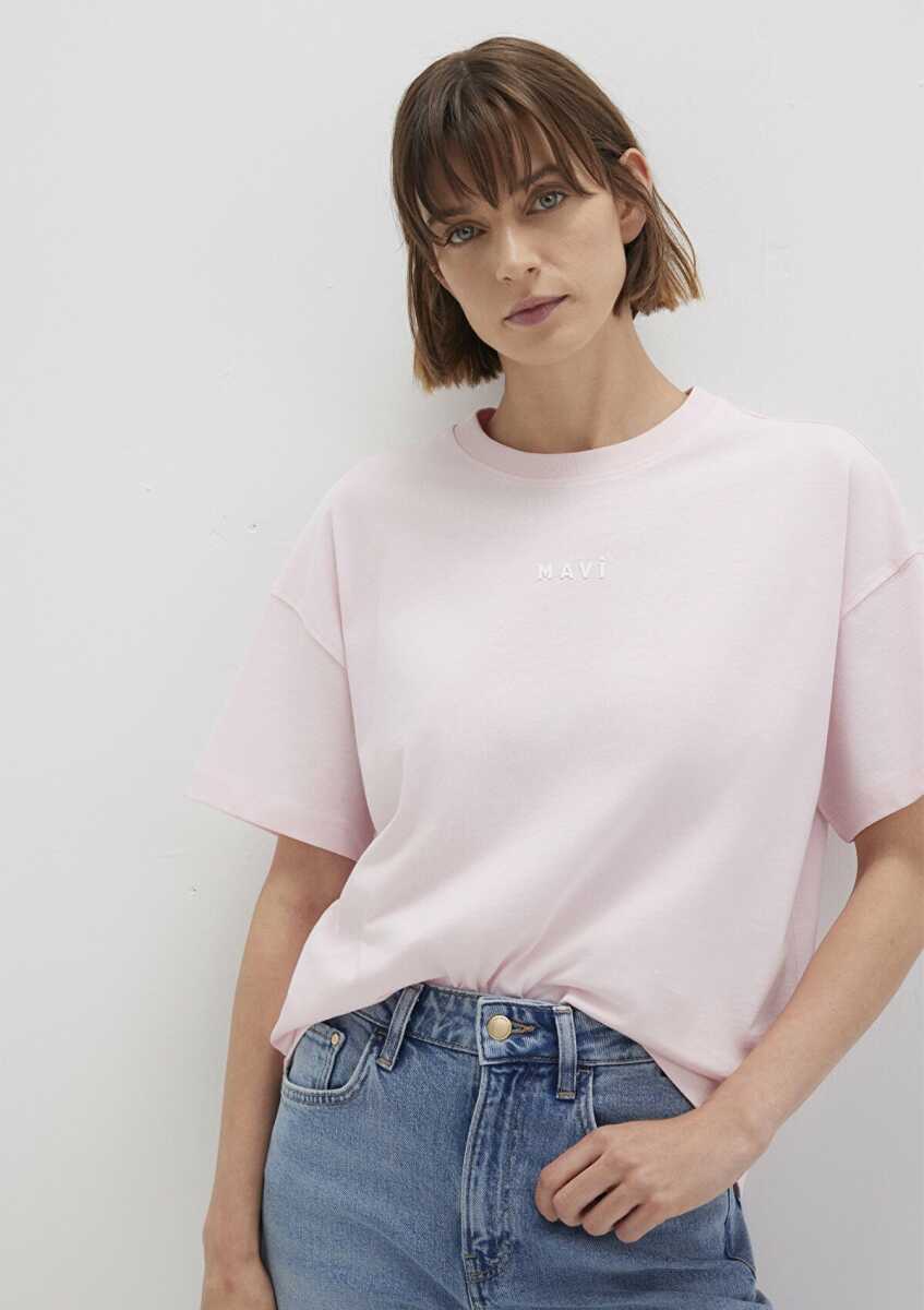 Mavi Baskılı Pembe Loose Fit Kadın Tişört 1612518-89200 - 1