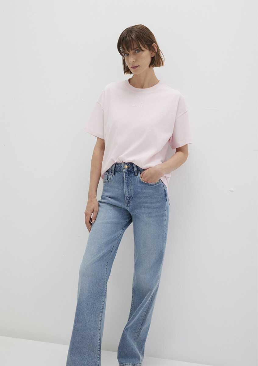 Mavi Baskılı Pembe Loose Fit Kadın Tişört 1612518-89200 - 2