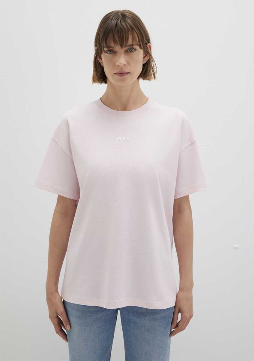 Mavi Baskılı Pembe Loose Fit Kadın Tişört 1612518-89200 - 4