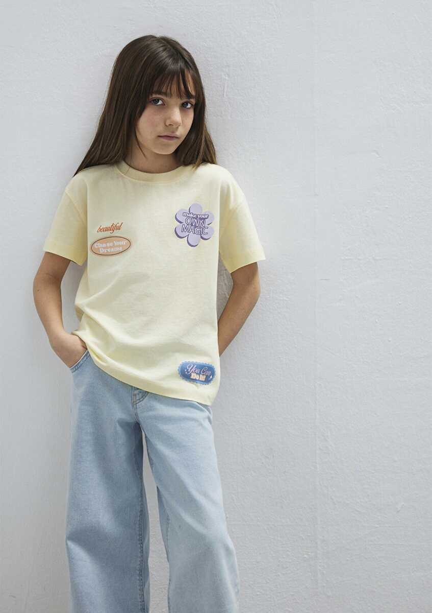 Mavi Baskılı Sarı Loose Fit Çocuk Tişört 7610388-89143