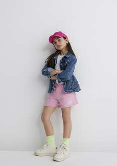 Mavi Baskılı Şeker Pembe Çocuk Şort 7410002-70972 