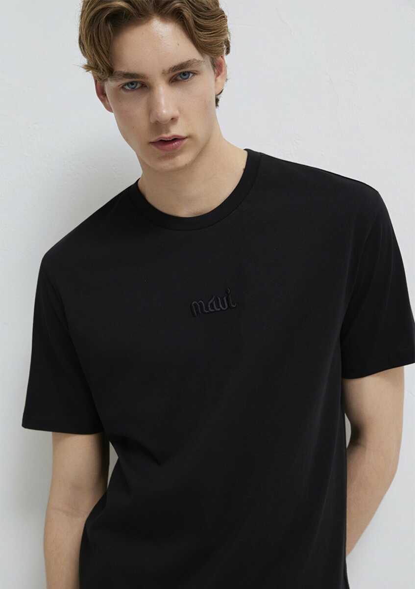 Mavi Baskılı Siyah Erkek Tişört 0610100-900 - 1