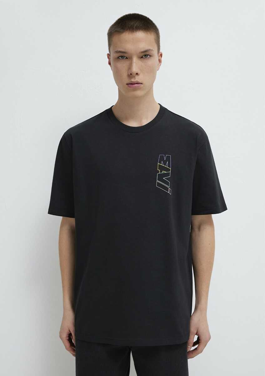 Mavi Baskılı Siyah Erkek Tişört 0612350-900 - 3