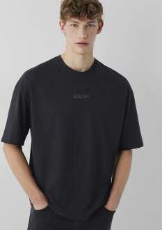 Mavi Baskılı Siyah Oversize Erkek Tişört 0613553-900 