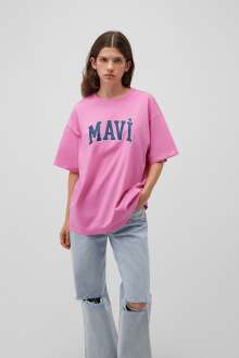 Mavi Baskılı Tatlı Pembe Kadın Tişört 1600843-71033 