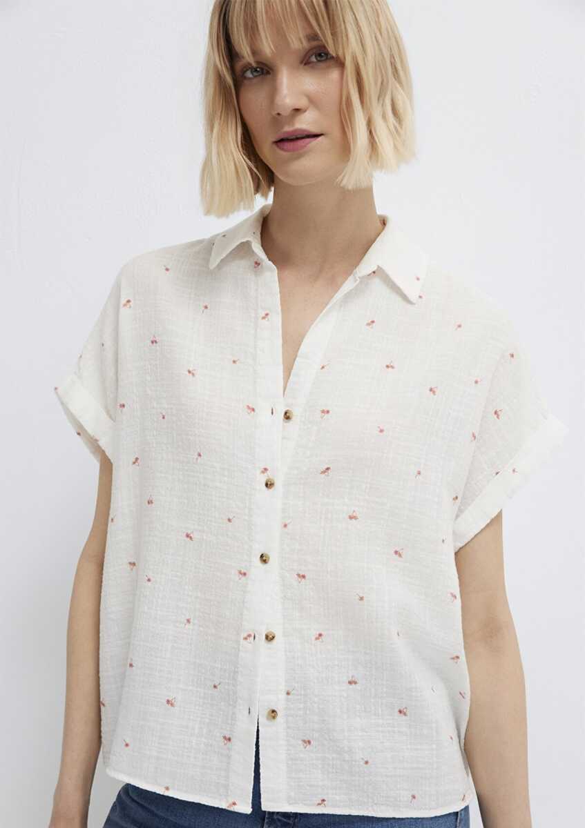Mavi Baskılı Turuncu Loose Fit Kadın Gömlek 1211445-91495 - 1