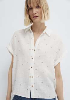 Mavi Baskılı Turuncu Loose Fit Kadın Gömlek 1211445-91495
