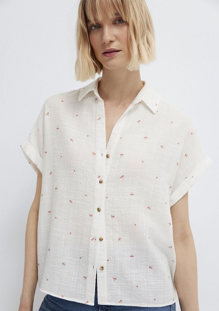 Mavi Baskılı Turuncu Loose Fit Kadın Gömlek 1211445-91495