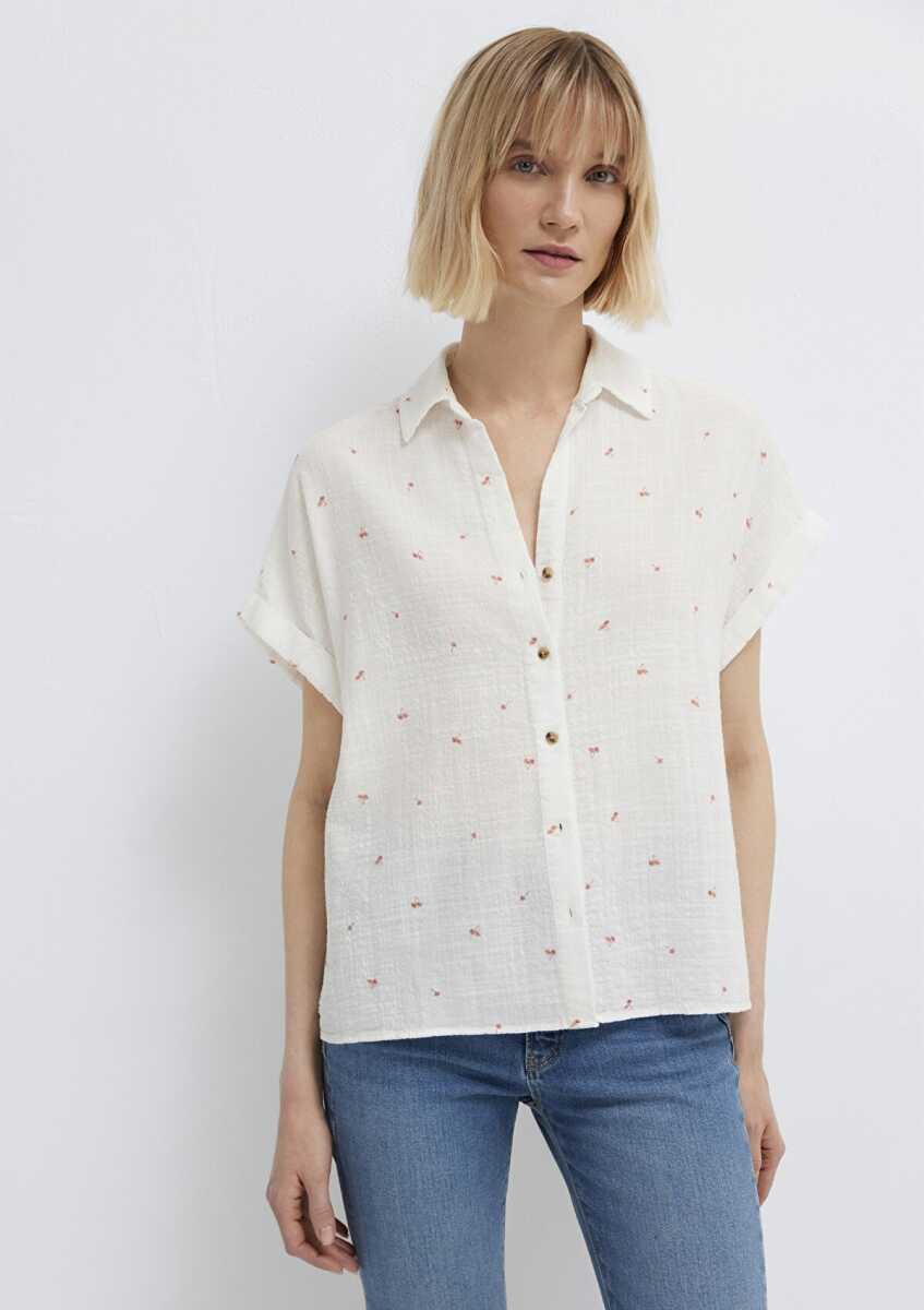 Mavi Baskılı Turuncu Loose Fit Kadın Gömlek 1211445-91495 - 2