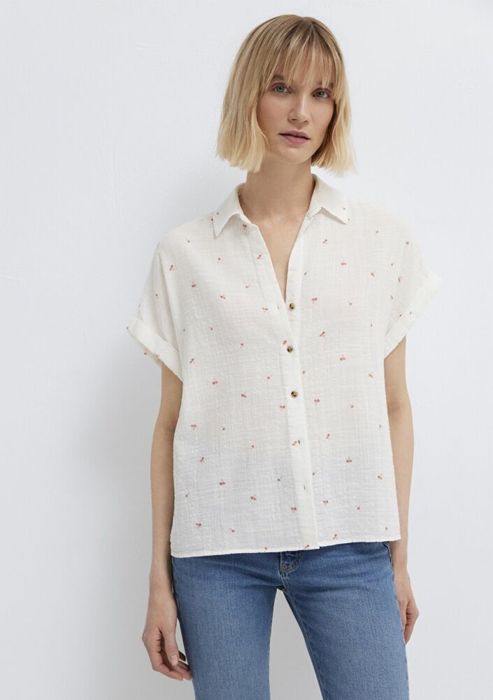 Mavi Baskılı Turuncu Loose Fit Kadın Gömlek 1211445-91495 (1)