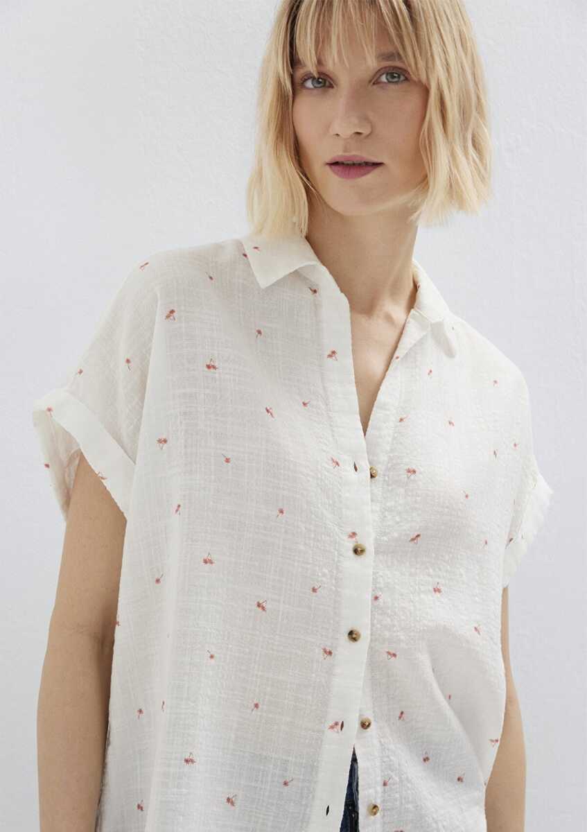 Mavi Baskılı Turuncu Loose Fit Kadın Gömlek 1211445-91495 - 3