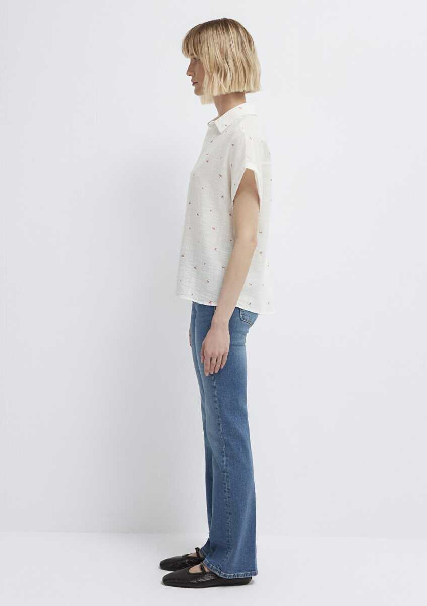 Mavi Baskılı Turuncu Loose Fit Kadın Gömlek 1211445-91495 - 5