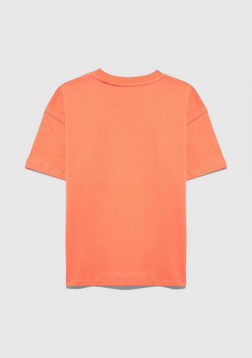 Mavi Baskılı Turuncu Oversize Çocuk Tişört 6610448-71268 - 3