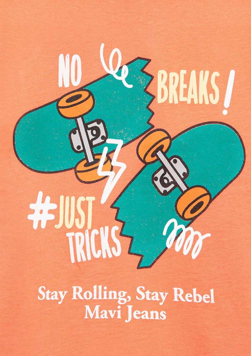 Mavi Baskılı Turuncu Oversize Çocuk Tişört 6610448-71268 - 4