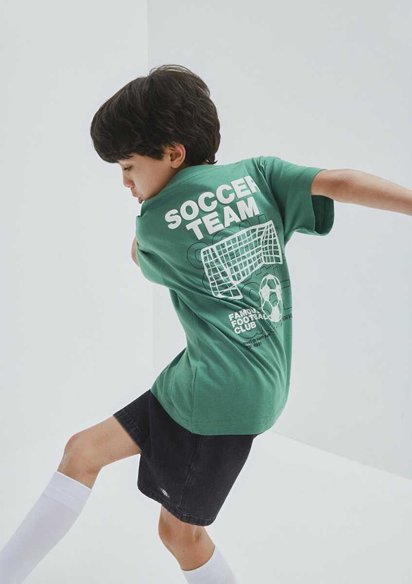 Mavi Baskılı Yeşil Loose Fit Çocuk Tişört 6610414-71697 (1)