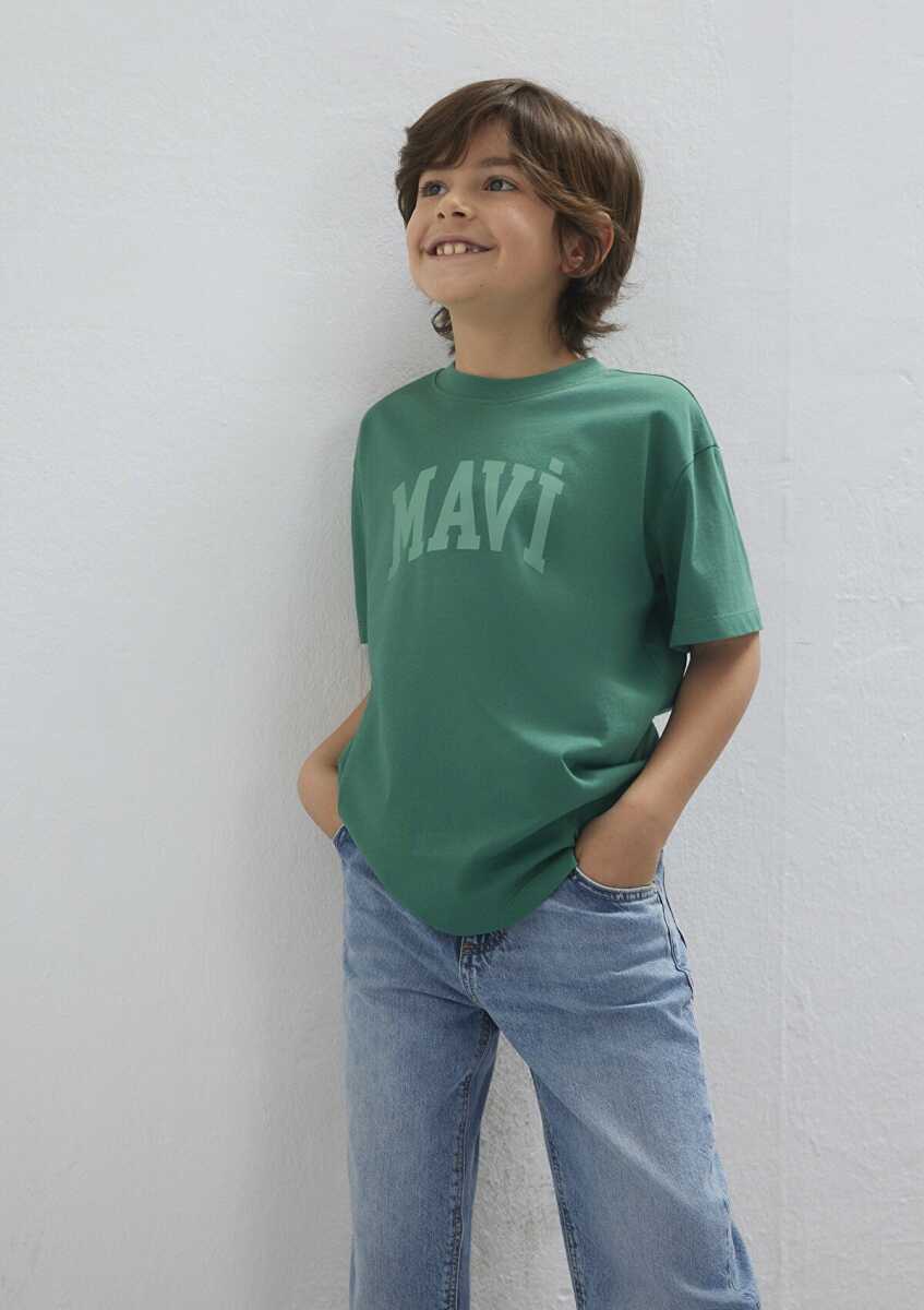 Mavi Baskılı Yeşil Loose Fit Çocuk Tişört 6610484-71697