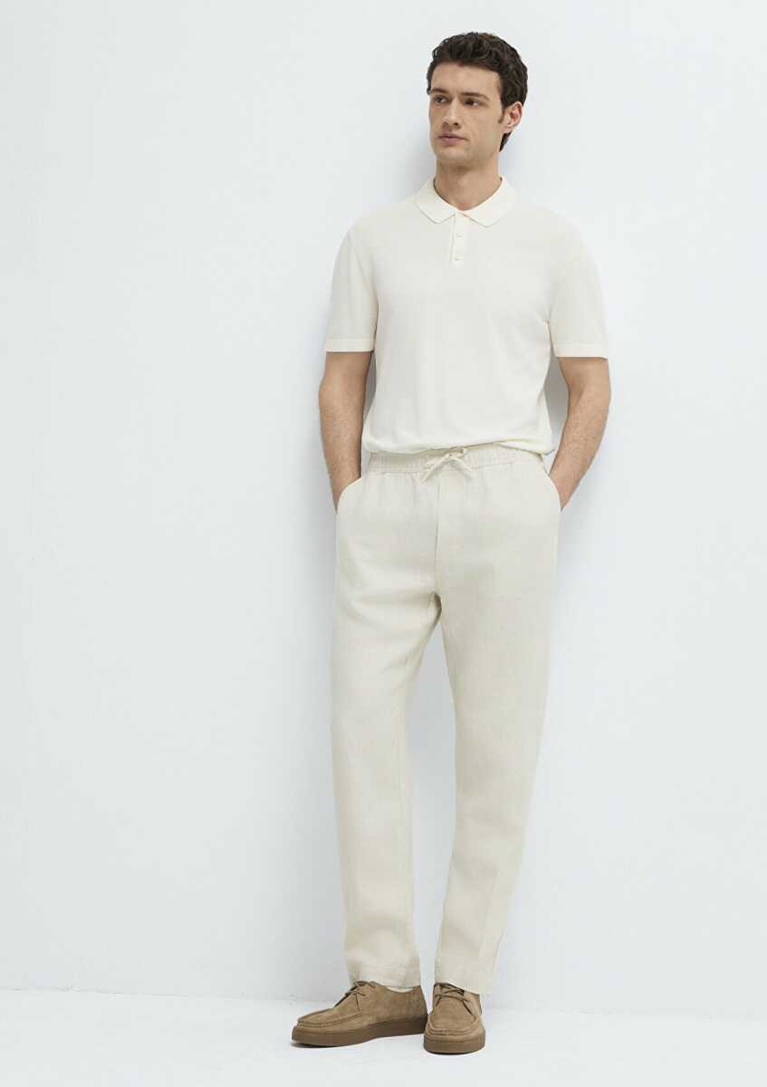 Mavi Bej Keten Erkek Pantolon 0010577-70134