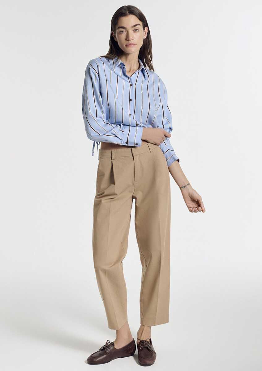 Mavi Bej Pilili Kadın Pantolon 1011147-70215