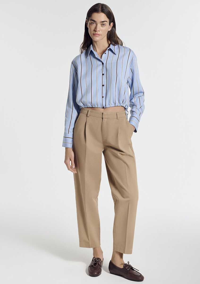 Mavi Bej Pilili Kadın Pantolon 1011147-70215 (1)