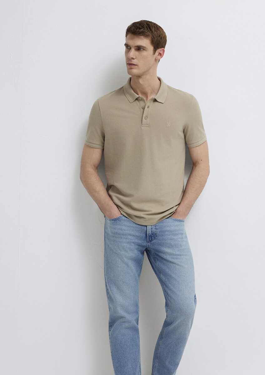 Mavi Bej Sim Fit Erkek Polo Tişört 064946-80697