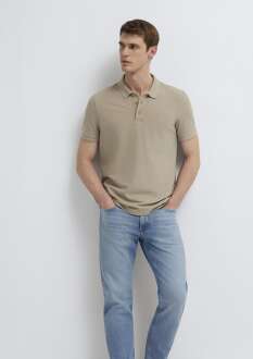Mavi Bej Sim Fit Erkek Polo Tişört 064946-80697