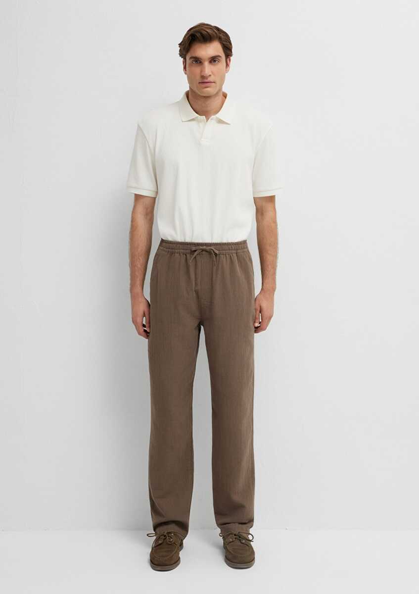 Mavi Beli Lastikli Kahverengi Regular Fit Erkek Pantolon 0010596-83866 - 3