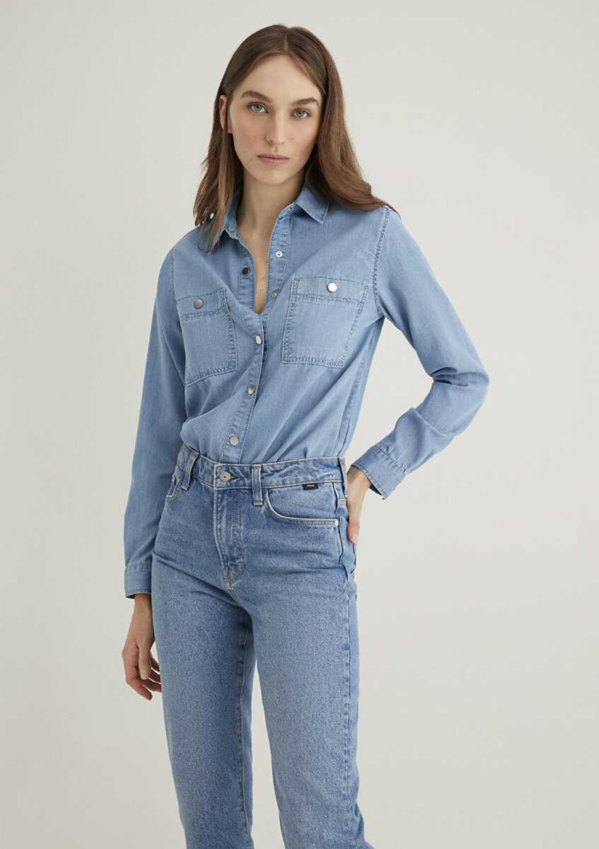 Mavi Betty Lt Blue Gold Kadın Jean Gömlek 1210818-89159 - 1