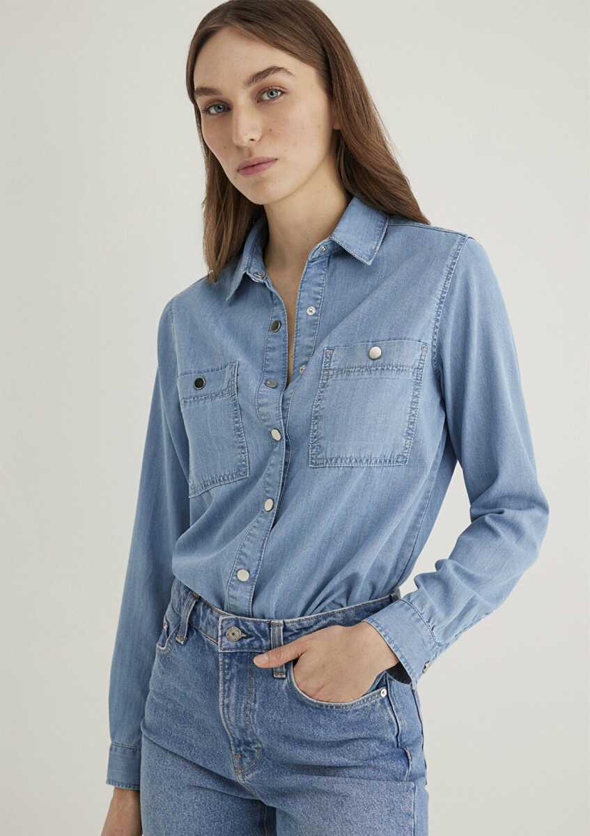 Mavi Betty Lt Blue Gold Kadın Jean Gömlek 1210818-89159 (1)