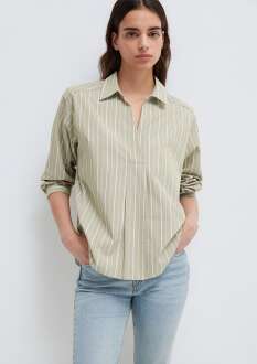 Mavi Beyaz Çizgili Loose Fit Kadın Yeşil Bluz 1211226-88069