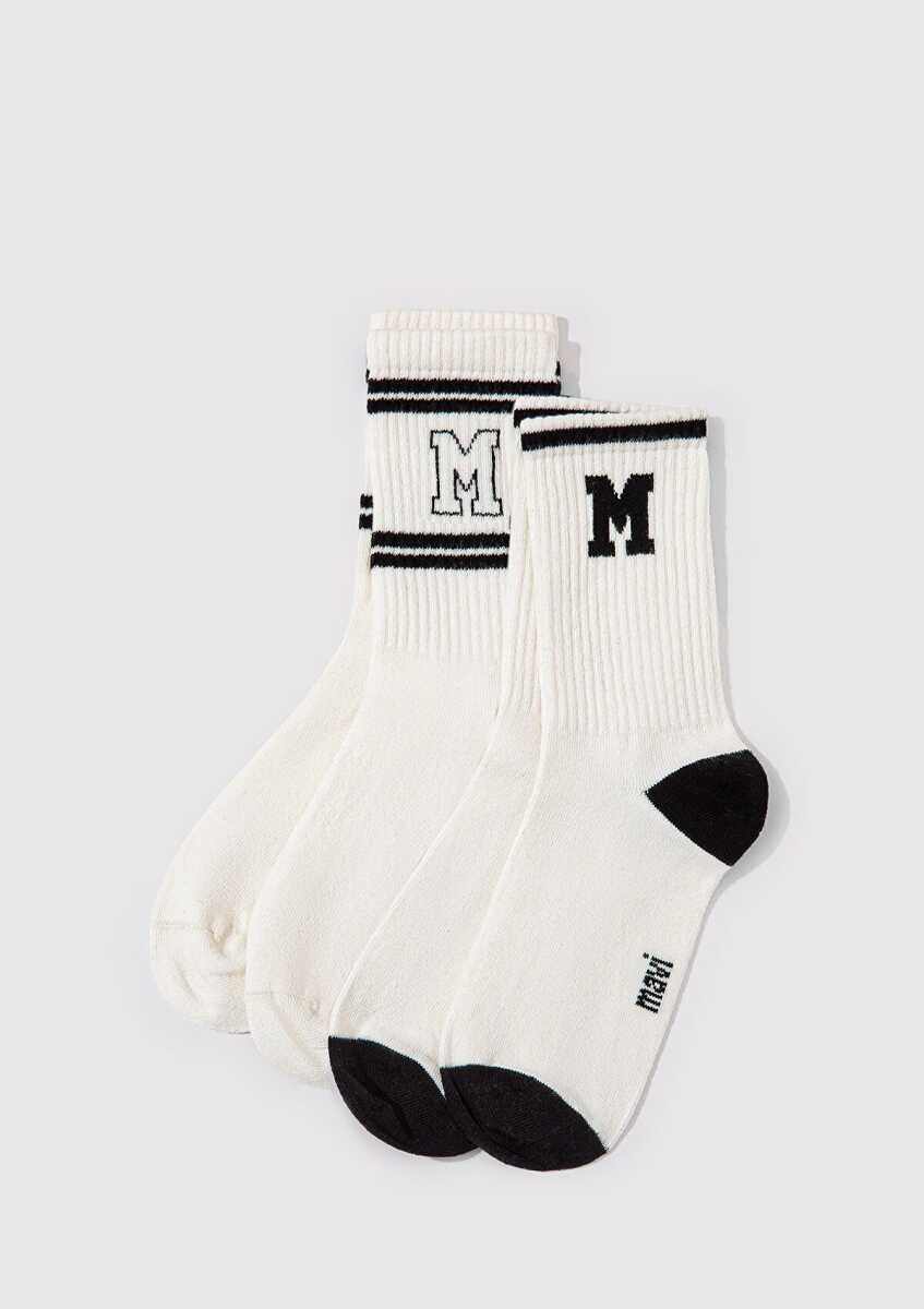 Mavi Beyaz Soket Kadın Çorap 1913258-620 - Mavi